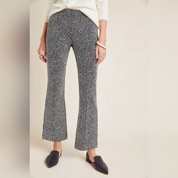 Anthropologie The Essential Leopard Cropped Flare Trousers Size XS - Picture 4 of 8